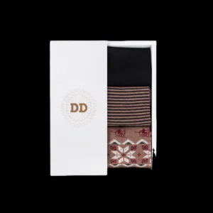 Homme Doré Doré Chaussettes^Boite cadeau de 3 paires de chaussettes homme en coton - Marron Caille