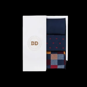 Homme Doré Doré Chaussettes^Boite cadeau de 3 paires de chaussettes homme en coton - Bleu Voilier