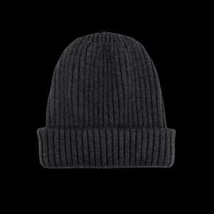 Doré Doré Bonnets^Bonnet à côtes unisexe en laine, soie et cachemire - Gris anthracite