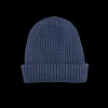 Doré Doré Bonnets^Bonnet à côtes unisexe en laine, soie et cachemire - Bleu corsaire
