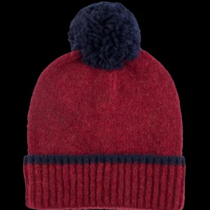 Doré Doré Bonnets^Bonnet à pompon en laine polaire - foncé et bleu
