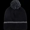 Doré Doré Bonnets^Bonnet à pompon en laine polaire - Gris et noir