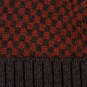 Doré Doré Bonnets^Bonnet en laine mérinos à carreaux - Marron