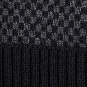Doré Doré Bonnets^Bonnet en laine mérinos à carreaux - Gris et noir