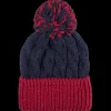 Doré Doré Bonnets^Bonnet en laine torsadée et pompon - Bleu et rouge