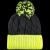 Doré Doré Bonnets^Bonnet en laine torsadée et pompon - Gris et vert