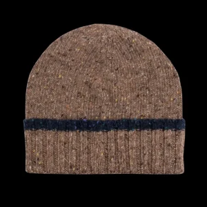 Doré Doré Bonnets^Bonnet unisexe en laine - Blanc Grive & Bleu foncé