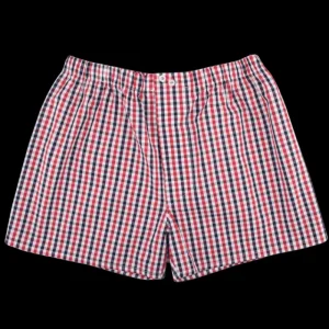 Doré Doré Caleçons & Boxer^Caleçon homme en coton à motif - Bleu marine foncé & rouge pommard