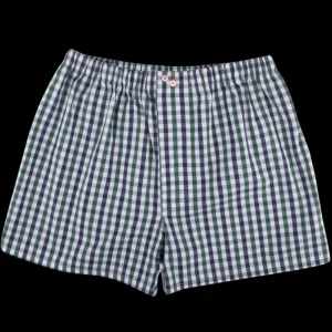 Doré Doré Caleçons & Boxer^Caleçon homme en coton à motif - Bleu Voilier & Gris-vert Fer