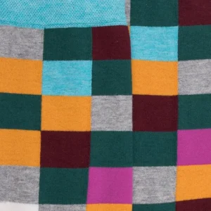 Femme Doré Doré Chaussettes^Chaussette femme à carreaux en coton - Vert Saule & Gris Rocheux