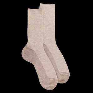 Femme Doré Doré Chaussettes^Chaussette laine Angora et lurex brillant - Capuccino