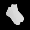 Femme Doré Doré Socquettes^Chaussettes courtes en coton égyptien uni pour femmes avec feuilles de ramage transparentes - Blanc Givre