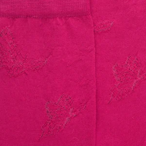 Femme Doré Doré Chaussettes^Chaussettes courtes en laine unie pour femmes avec papillons transparents - Rose oléandre