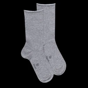 Femme Doré Doré Chaussettes^Chaussettes courtes TENCEL™ Lyocell et Modal unies pour femmes - Gris Rocheux