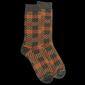 Homme Doré Doré Chaussettes^Chaussettes en coton à motifs écossais pour hommes - Vert mélèze