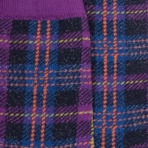 Femme Doré Doré Chaussettes^Chaussettes femme en coton à motif tartan effet brillant - Bleu marine foncé