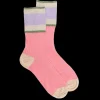 Femme Doré Doré Socquettes^Chaussettes femme en fil d'écosse avec bord contrasté en lurex