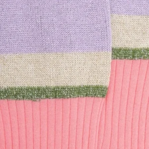 Femme Doré Doré Socquettes^Chaussettes femme en fil d'écosse avec bord contrasté en lurex
