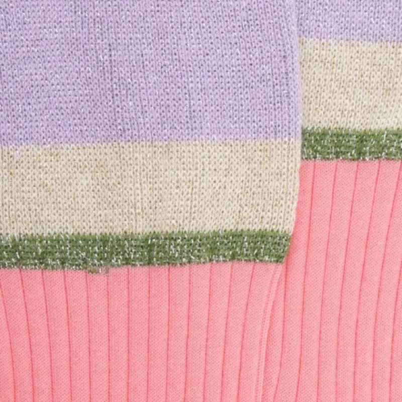chaussettes_femme_en_fil__1-2.webp Femme Doré Doré Socquettes^Chaussettes femme en fil d'écosse avec bord contrasté en lurex