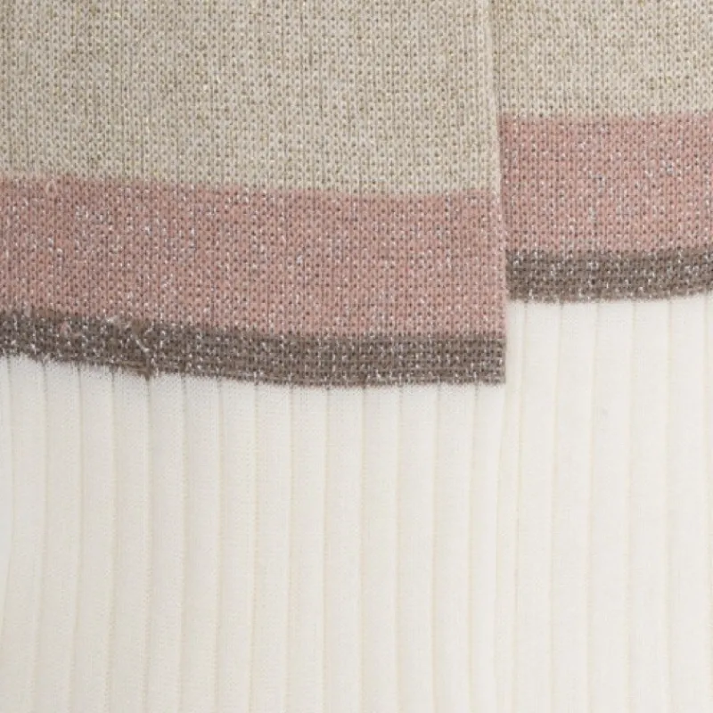 chaussettes_femme_en_fil__1.webp Femme Doré Doré Socquettes^Chaussettes femme en fil d'écosse avec bord contrasté en lurex