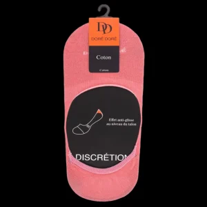 Femme Doré Doré Chaussettes Invisibles^Chaussettes femme invisible en coton et bandes anti-glisse - Rose