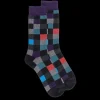 Homme Doré Doré Chaussettes^Chaussettes homme échiquier en coton - Noir & Violet
