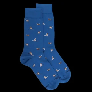 Homme Doré Doré Chaussettes^Chaussettes homme en coton à motif chiens - Bleu Cosmos