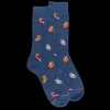 Homme Doré Doré Chaussettes^Chaussettes homme en coton motif hibou - Bleu pêcheur & Bleu Macadam