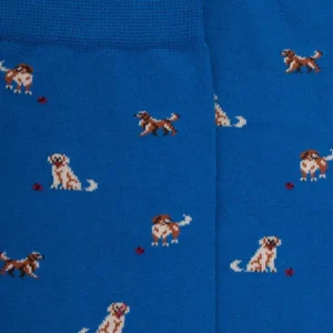 Homme Doré Doré Chaussettes^Chaussettes homme en coton à motif chiens - Bleu Cosmos