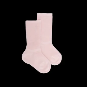 Enfant Doré Doré Chaussettes Hautes^Chaussettes longues à côtes pour enfants, en laine unie - Rose Azalée