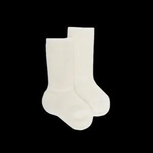 Enfant Doré Doré Chaussettes Hautes^Chaussettes longues à côtes pour enfants, en laine unie - Écru