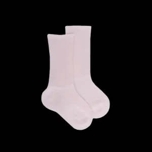 Enfant Doré Doré Chaussettes Hautes^Chaussettes longues à côtes pour enfants en fil d'Ecosse 100% uni - Rose Azalée