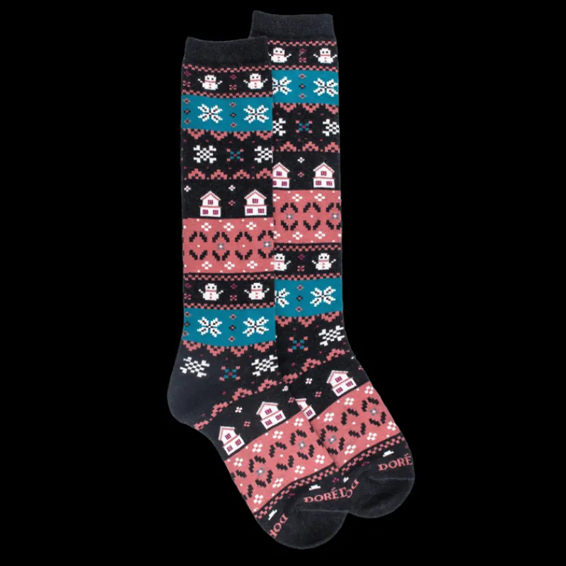 chaussettes_longues_en_co_0-2.webp Femme Doré Doré Chaussettes Hautes^Chaussettes longues en coton pour femmes avec motif grec de Noël - Gris anthracite