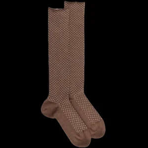 Femme Doré Doré Chaussettes Hautes^Chaussettes longues en laine pour femmes avec motifs à tirets -