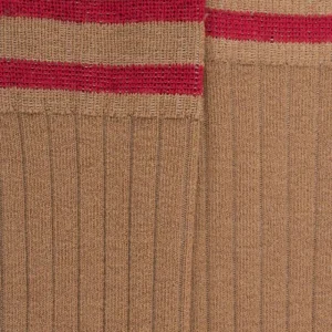 Enfant Doré Doré Chaussettes Hautes^Chaussettes longues en laine unie côtelée pour enfants, avec deux bandes sur le bord -