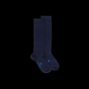 Enfant Doré Doré Chaussettes Hautes^Chaussettes longues fines pour enfants en coton égyptien - Bleu Matelot