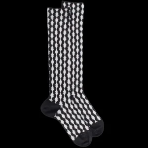 Femme Doré Doré Chaussettes Hautes^Chaussettes longues pour femmes, en laine à motifs étoilés - Gris anthracite