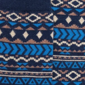 Enfant Doré Doré Chaussettes Hautes^Chaussettes longues pour enfants en coton à motifs tribaux - Bleu Voilier