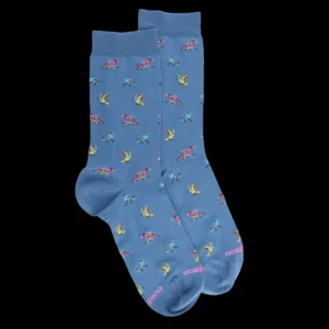 Femme Doré Doré Chaussettes^Chaussettes pour femmes en fil d'Ecosse à motifs de chardonnerets - Bleu Macadam