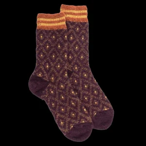 Femme Doré Doré Chaussettes^Chaussettes pour femmes en laine polaire à motifs de diamants -