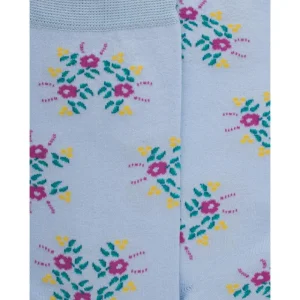Femme Doré Doré Chaussettes^Chaussettes pour femmes en fil d'Ecosse à motifs floraux - Bleu Vague