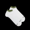 Homme Doré Doré Socquettes^Chaussons en coton uni pour femmes avec bordures contrastées - Blanc & Vert Campagne