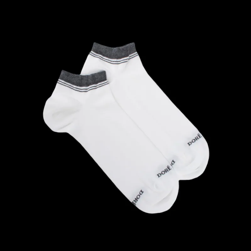 chaussons_en_coton_uni_po_0-6.webp Homme Doré Doré Socquettes^Chaussons en coton uni pour femmes avec bordures contrastées - Blanc & Gris oxford