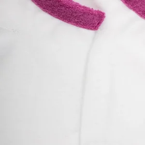 Femme Doré Doré Socquettes^Chaussons en coton uni pour femmes avec poignet en éponge contrastée - Blanc & Cyclamen
