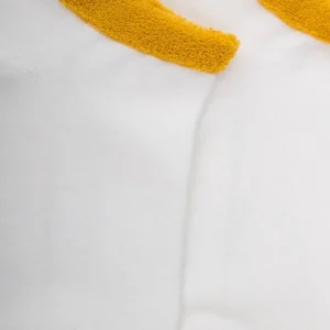 Femme Doré Doré Socquettes^Chaussons en coton uni pour femmes avec poignet en éponge contrastée - Blanc & Jaune Moutarde