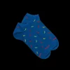 Homme Doré Doré Socquettes^Chaussons pour hommes en fil d'Ecosse à motifs des piments - Bleu Cosmos