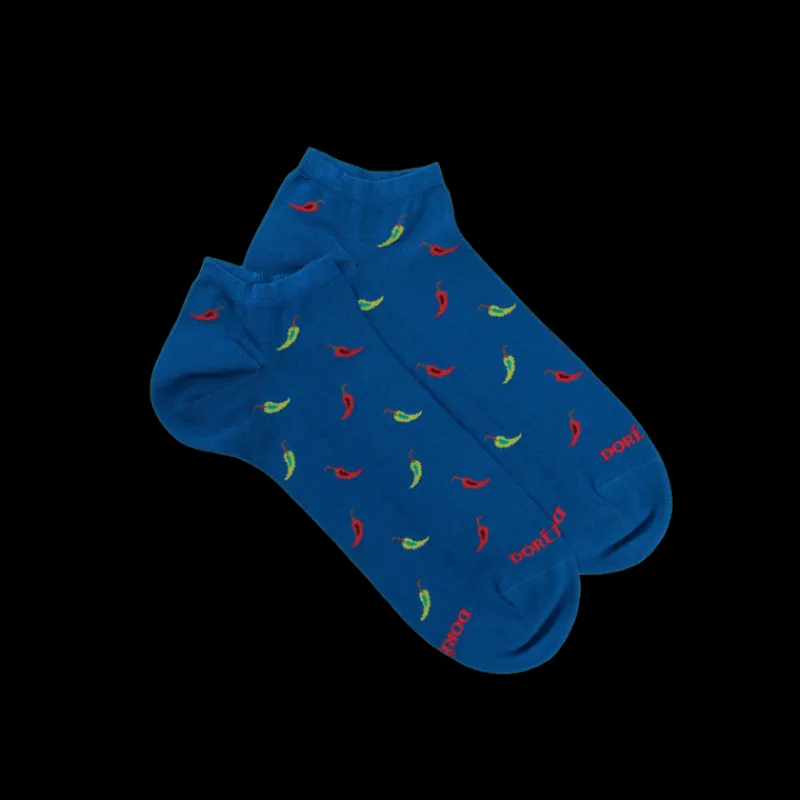 chaussons_pour_hommes_en__0.webp Homme Doré Doré Socquettes^Chaussons pour hommes en fil d'Ecosse à motifs des piments - Bleu Cosmos