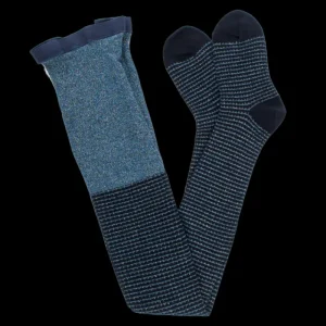 Enfant Doré Doré Collants^Collant en coton et lurex brillant - Bleu à rayures