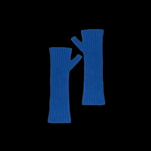 Doré Doré Gants^Gants longs unisexes unis en laine et cachemire sans doigts - Bleu France