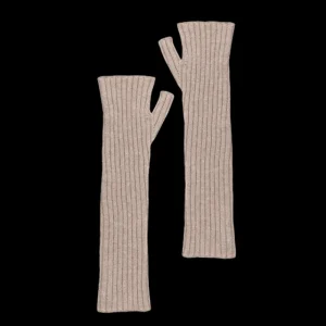 Doré Doré Gants^Gants longs unisexes unis en laine et cachemire sans doigts - Beige chrysalide